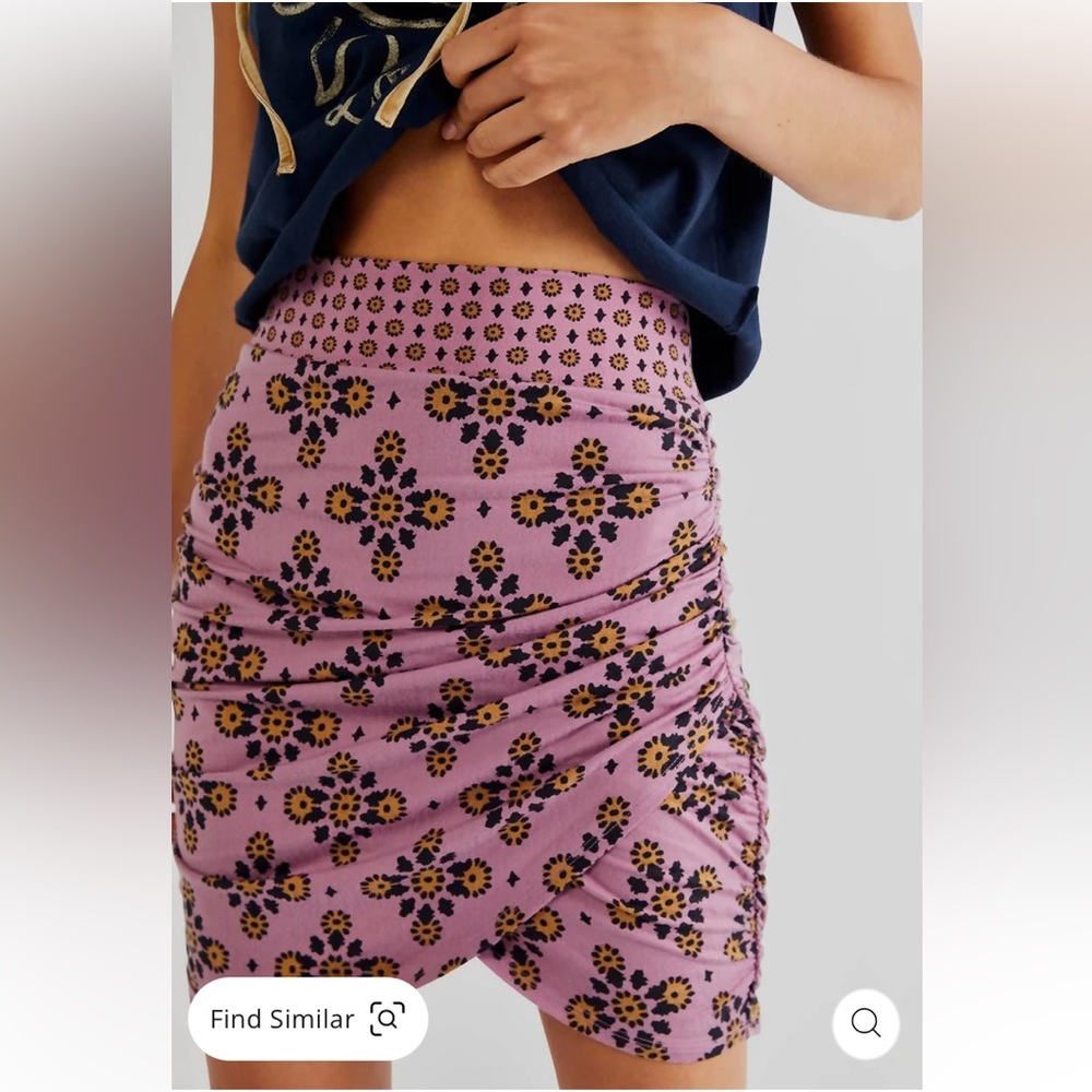 NWT Free people She’s Something Else Printed Mini Skirt In Smokey Lilac
